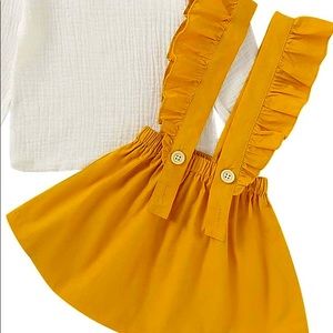 Mustard Toddler Ruffle Suspender/Skirt